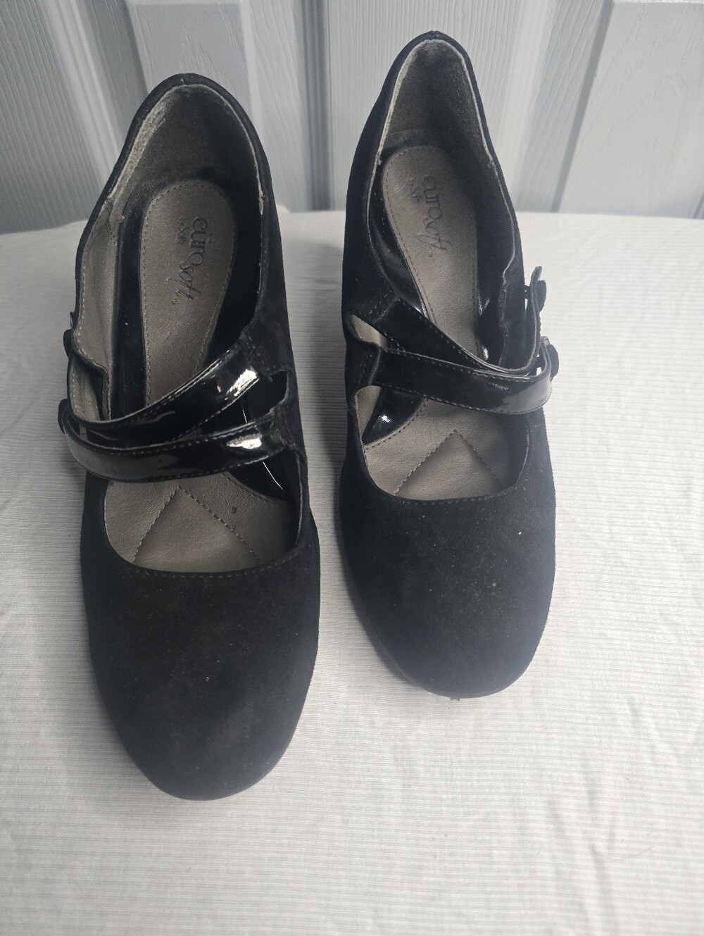 Eurosoft Black Mary Jane Heels Comfort Pumps Womens Size 7.5M